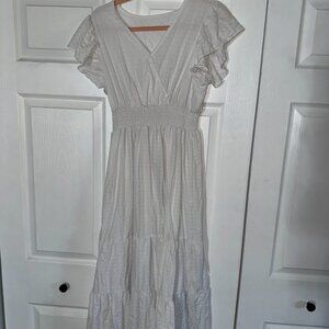 White modest quilted dress